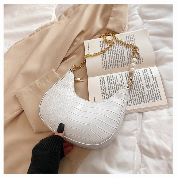 Crocodile retro armpit bag, ins chain, cross-body bag, Crescent bag - Picture 1 of 2